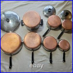 1801 Revere Ware Process Patent USA Stainless Steel Copper Bottom 10 Piece Set