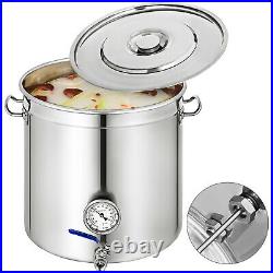 180 QT Stainless Steel Stock Pot Thermometer Stockpot Home Brew Kettle