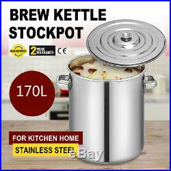 180 QT Steel Stock Pot Brewing Beer Kettle Kitchen New Design Quart Covered