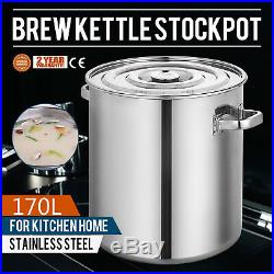 180 Qt Quart 170L Stainless Steel Beer Brewing Stock Pot Kettle Steam Rack Lid