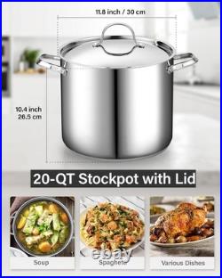 18/10 Stainless Steel 20-Qt Stockpot, Even Heat Distribution