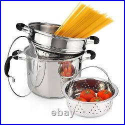 18/10 Stainless Steel, 4 Piece Pasta Pot with Strainer Insert, Stock Pot with