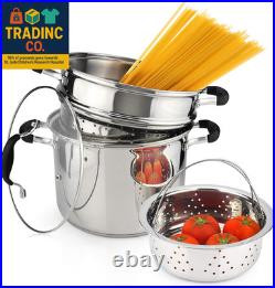 18/10 Stainless Steel, 4 Piece Pasta Pot with Strainer Insert, Stock Pot with St