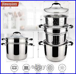18/10 Stainless Steel, 4 Piece Pasta Pot with Strainer Insert, Stock Pot with St 18/10 Stainless Steel, 4 Piece Pasta Pot with Strainer Insert, Stock Pot with St
