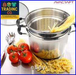 18/10 Stainless Steel, 4 Piece Pasta Pot with Strainer Insert, Stock Pot with St