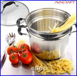 18/10 Stainless Steel, 4 Piece Pasta Pot with Strainer Insert, Stock Pot with St 18/10 Stainless Steel, 4 Piece Pasta Pot with Strainer Insert, Stock Pot with St