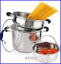 18/10 Stainless Steel, 4 Piece Pasta Pot with Strainer Insert, Stock Pot with St 18/10 Stainless Steel, 4 Piece Pasta Pot with Strainer Insert, Stock Pot with St