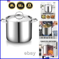 18/10 Stainless Steel Stockpot 12-Quart, Classic Deep Cooking Pot Canning Coo