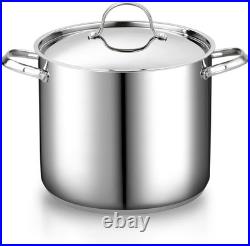 18/10 Stainless Steel Stockpot 12-Quart, Classic Deep Cooking Pot Canning Coo
