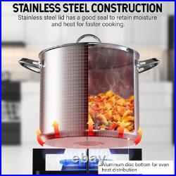 18/10 Stainless Steel Stockpot 12-Quart, Classic Deep Cooking Pot Canning Coo