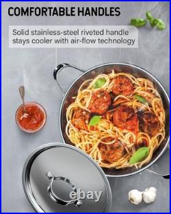 18/10 Stainless Steel Stockpot 12-Quart, Classic Deep Cooking Pot Canning Coo