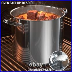18/10 Stainless Steel Stockpot 12-Quart, Classic Deep Cooking Pot Canning Coo