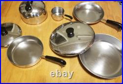 18 Piece Vintage Revere Ware 1801 Copper Bottom Cookware Set Lot! RARE PAN-Read