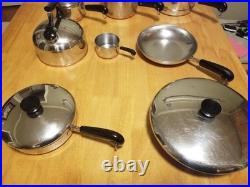 18 Piece Vintage Revere Ware 1801 Copper Bottom Cookware Set Lot! RARE PAN-Read
