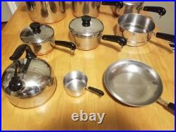18 Piece Vintage Revere Ware 1801 Copper Bottom Cookware Set Lot! RARE PAN-Read