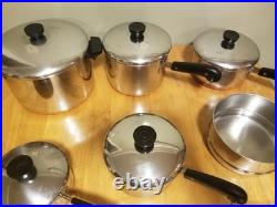 18 Piece Vintage Revere Ware 1801 Copper Bottom Cookware Set Lot! RARE PAN-Read