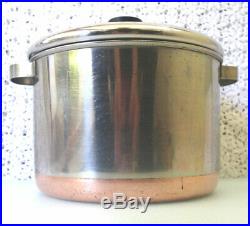 1940s Revere Ware 6 qt TALL Stockpot Dutch Oven Copper Clad Stainless ROME, NY