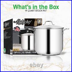 19-Quart Stainless Steel Stock Pot 18/8 Food Grade Heavy Duty Induction Large
