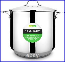 19-Quart Stainless Steel Stock Pot with See-through Lid, Heavy Duty Induction Co