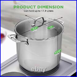 19-Quart Stainless Steel Stock Pot with See-through Lid, Heavy Duty Induction Co