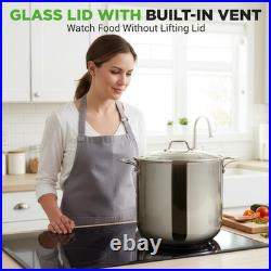 19-Quart Stainless Steel Stockpot Heavy-Duty Induction Pot with Lid, Ideal for