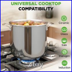 19-Quart Stainless Steel Stockpot Heavy-Duty Induction Pot with Lid, Ideal for