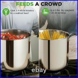 19-Quart Stainless Steel Stockpot Heavy-Duty Induction Pot with Lid, Ideal for