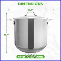 19-Quart Stainless Steel Stockpot Heavy-Duty Induction Pot with Lid, Ideal for