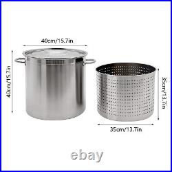 201 Stainless Steel Large Capacity 35/52/74L Stock Pot With Draining Bucket USA