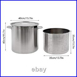 201 Stainless Steel Large Capacity 35/52/74L Stock Pot With Draining Bucket USA