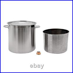 201 Stainless Steel Large Capacity 35/52/74L Stock Pot With Draining Bucket USA