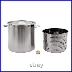 201 Stainless Steel Large Capacity 35/52/74L Stock Pot With Draining Bucket USA