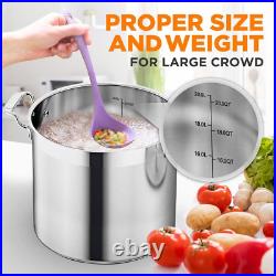 20 Quart Heavy-Duty Stockpot with Stainless Lid Large Pot for Induction, Gas &