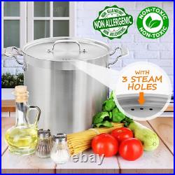 20 Quart Heavy-Duty Stockpot with Stainless Lid Large Pot for Induction, Gas &