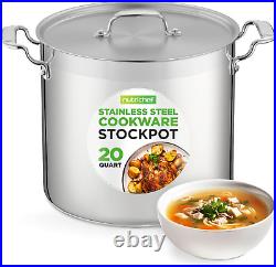 20 Quart Heavy-Duty Stockpot with Stainless Lid Large Pot for Induction, Gas &