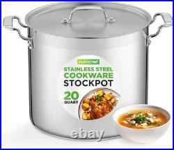 20 Quart Heavy-Duty Stockpot with Stainless Lid for All Cooktops