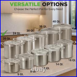 20 Quart Heavy-Duty Stockpot with Stainless Lid for All Cooktops