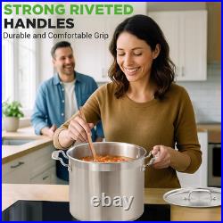 20 Quart Heavy-Duty Stockpot with Stainless Lid for All Cooktops