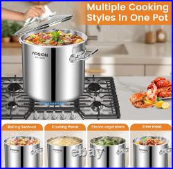 20 Quart Stainless Steel Stock Pot with Lid, Large Induction Soup Pot with Steam