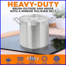 20 Quart Stainless Steel Stockpot with Lid Heavy Duty Induction Pot Compatib