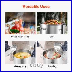 24QT Stainless Steel Stock Pot with Lid and Handle for Cooking Kitchen Use