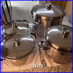 24 Element Stainless Steel Cookware Set 13 12QT 20QT 35QT With Lids AS-IS