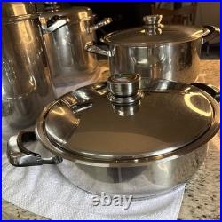 24 Element Stainless Steel Cookware Set 13 12QT 20QT 35QT With Lids AS-IS