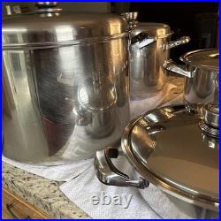 24 Element Stainless Steel Cookware Set 13 12QT 20QT 35QT With Lids AS-IS