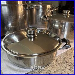 24 Element Stainless Steel Cookware Set 13 12QT 20QT 35QT With Lids AS-IS