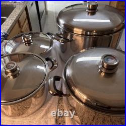 24 Element Stainless Steel Cookware Set 13 12QT 20QT 35QT With Lids AS-IS