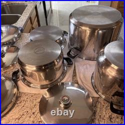 24 Element Stainless Steel Cookware Set 13 12QT 20QT 35QT With Lids AS-IS