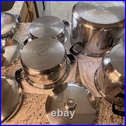 24 Element Stainless Steel Cookware Set 13 12QT 20QT 35QT With Lids AS-IS