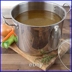 24 Quart Stockpot- Tri-Ply Stainless Steel Stock Pot- Commercial Grade Sauce Pot