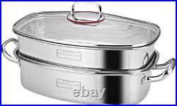 2-Tier Stainless Steel Fish Steamer & Stockpot Multi-Use Cooking Set